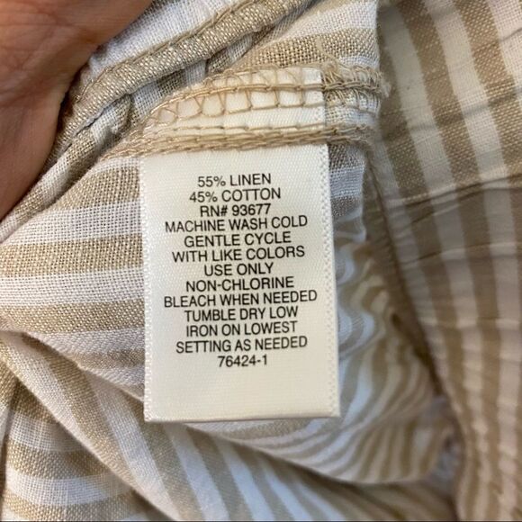 Liz Claiborne Belted tan flax Striped Crop Pants linen coastal beachy plus 2XL - Picture 14 of 14